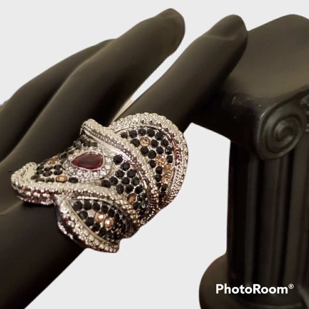 SILVER RHINESTONE STATEMENT RING various sizes
